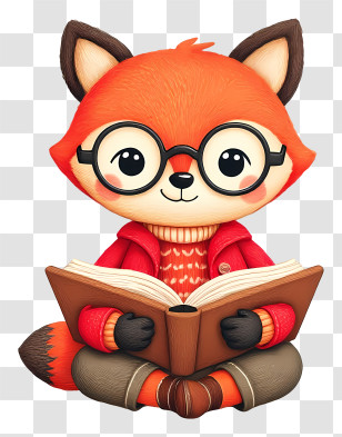 Cute Cartoon Fox - Cute Fox Reading Book Transparent PNG