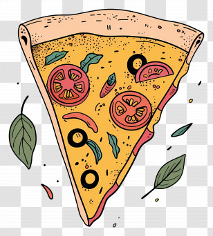Pizza - Delicious Slice Of Topped Pizza Transparent PNG