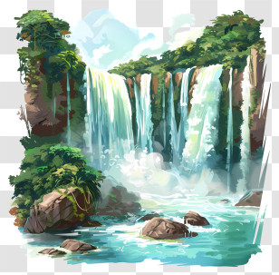 Iguazu Falls - Scenic Waterfall With Lush Surrounding Landscape Transparent PNG