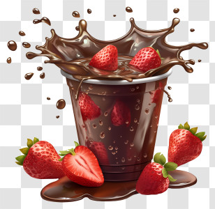Chocolate Milk - Delicious Chocolate Splash With Fresh Strawberries Transparent PNG