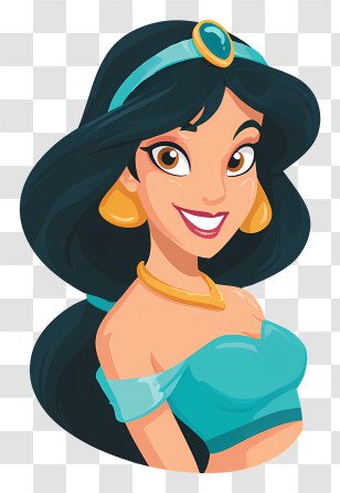 Cute Cartoon Princess Jasmine - Elegant Princess Cartoon Character Transparent PNG