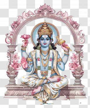 Nirjala Ekadashi - Intricate Hindu Deity Illustration With Pink Motifs Transparent PNG