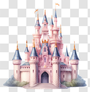 Princess Castle - Dreamy Pink Fairy Tale Castle Illustration Transparent PNG