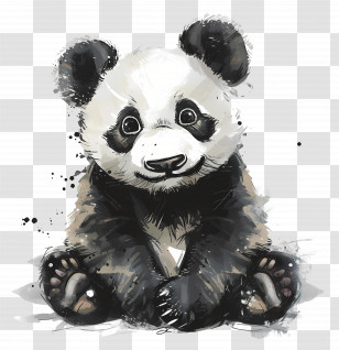 Panda - Adorable Panda Cartoon Illustration Transparent PNG