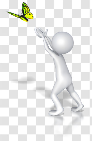 Stick Figure - Stick Figure Chasing Butterfly Transparent PNG