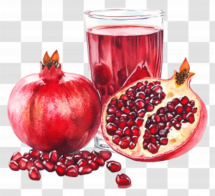 Pomegranate Watercolor - Pomegranate And Glass Of Juice Illustration Transparent PNG