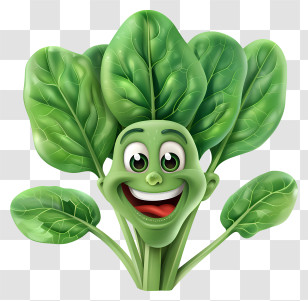 3d Cartoon Vegetable - Happy Cartoon Spinach Transparent PNG