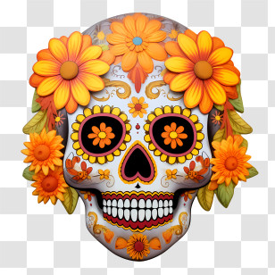 Day Of The Dead
 - Dia De Los Muertos Sugar Skull With Flowers Transparent PNG