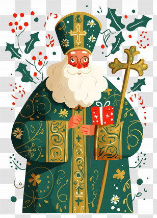 Saint Nicholas Day - Saint Nicholas With Gift Transparent PNG