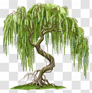 Willow Tree - Beautiful Weeping Willow Tree Illustration Transparent PNG