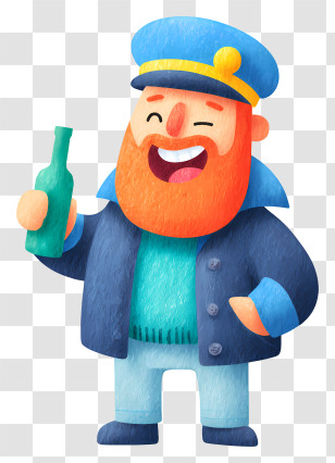 Cheerful Cartoon Sailor - Happy Sea Captain Cartoon Transparent PNG
