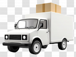 Delivery Car - White Delivery Truck Equipped With A Cargo Box Transparent PNG