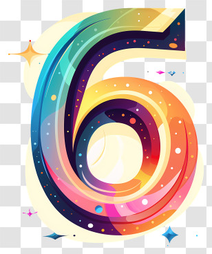Number 6 - Colorful Number 6 Transparent PNG