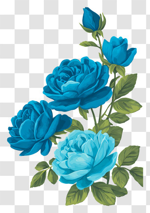 Floral Wedding Invitation - Beautiful Blue Roses Bouquet Transparent PNG