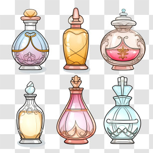 Perfume Bottle - Elegant Collection Of Vintage Perfume Bottles Transparent PNG