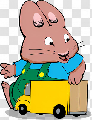 Max Ruby - Playful Rabbit With Toy Truck Transparent PNG