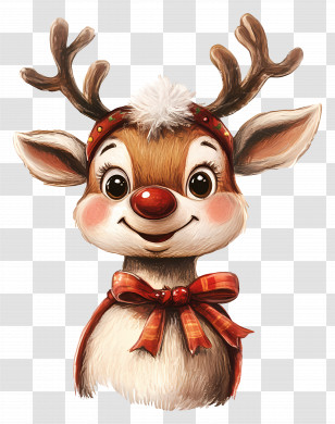 Rudolph - Adorable Cartoon Rudolph The Red-Nosed Reindeer Transparent PNG