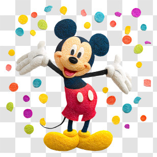 Mickey Mouse With Confetti - Mickey Mouse With Confetti Transparent PNG