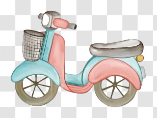 Travel - Cute Colorful Scooter Illustration Transparent PNG