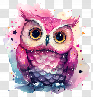 Owl - Cute Owl With Stars Transparent PNG