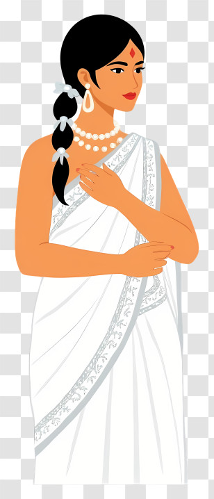 Indian Woman Standing - Woman In White Traditional Dress Transparent PNG