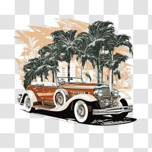 Classic Car
 - Classic Convertible Car With Palms In Tropical Scenery Transparent PNG