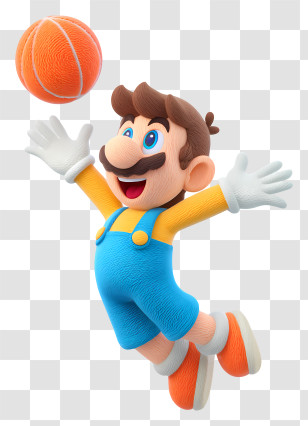 Mario Playing Basketball - Cartoon Character Playing Basketball Transparent PNG