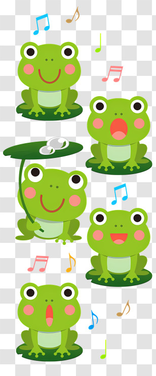 Icon - Cute Singing Frogs On Lily Pads Transparent PNG