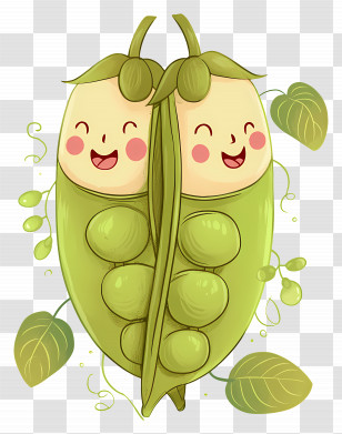 Pea Pods - Happy Peas In A Pod Illustration Transparent PNG