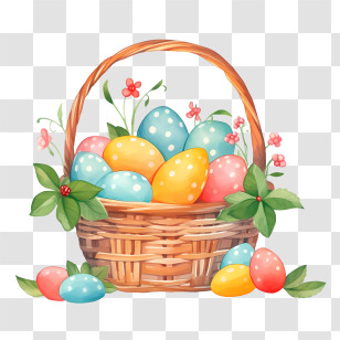 Easter Basket - Beautiful Easter Egg Basket Transparent PNG