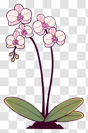 Orchid - Elegant Pink Orchids Illustration Transparent PNG