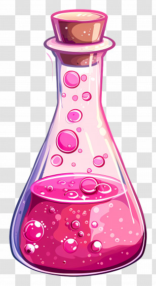Glass Flask - Pink Potion In Glass Flask Illustration Transparent PNG