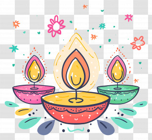 Decorative Oil Lamps With Flames - Decorative Oil Lamps With Flames For Diwali Transparent PNG