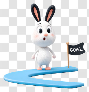 Aim To Goal - Cute Bunny With Goal Flag Transparent PNG