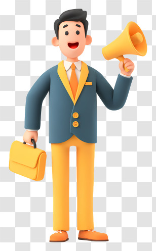 Businessman Doing Business Promotion - Businessman With Megaphone And Briefcase Transparent PNG