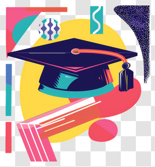 Graduation Hat - Graduation Cap With Colorful Background Transparent PNG