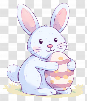 Easter Bunny - Adorable Bunny Holding An Easter Egg Transparent PNG