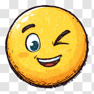 Winking Face Emoji - Winking Cartoon Emoji Transparent PNG