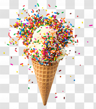 Ice Cream Sprinkles - Ice Cream Cone With Colorful Sprinkles Transparent PNG