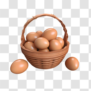 Eggs - Wicker Basket With Fresh Brown Eggs Transparent PNG