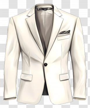 Blazer - Stylish White Suit Jacket With Pocket Detail Transparent PNG