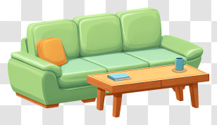 Sectional Sofa With Wooden Table - Green Sofa Set With Table Transparent PNG