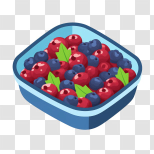 Fruit Salad - Bowl Of Fresh Cranberries And Blueberries Transparent PNG