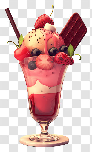 Milkshake - Berry Ice Cream Sundae Transparent PNG