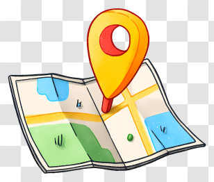 Map With Marked Location - Cartoon Map With Location Pin Transparent PNG