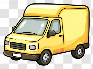 Delivery Car - Yellow Delivery Van In Cartoon Style Transparent PNG