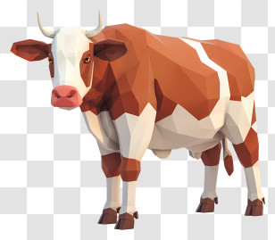 Hereford Cattle - Low-Poly Geometric Cow Art Transparent PNG