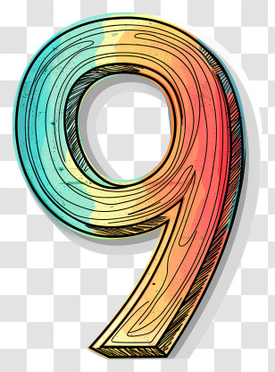 Number 9 - Artistic Number 9 Illustration Transparent PNG