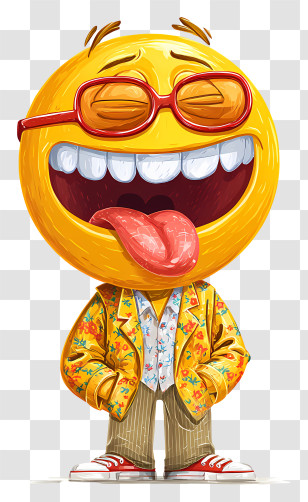 Crazy Emoji - Laughing Emoji With Glasses Transparent PNG