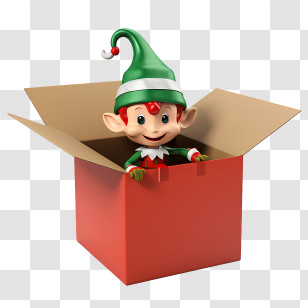 Christmas Elf - Christmas Elf In Festive Red Box Transparent PNG